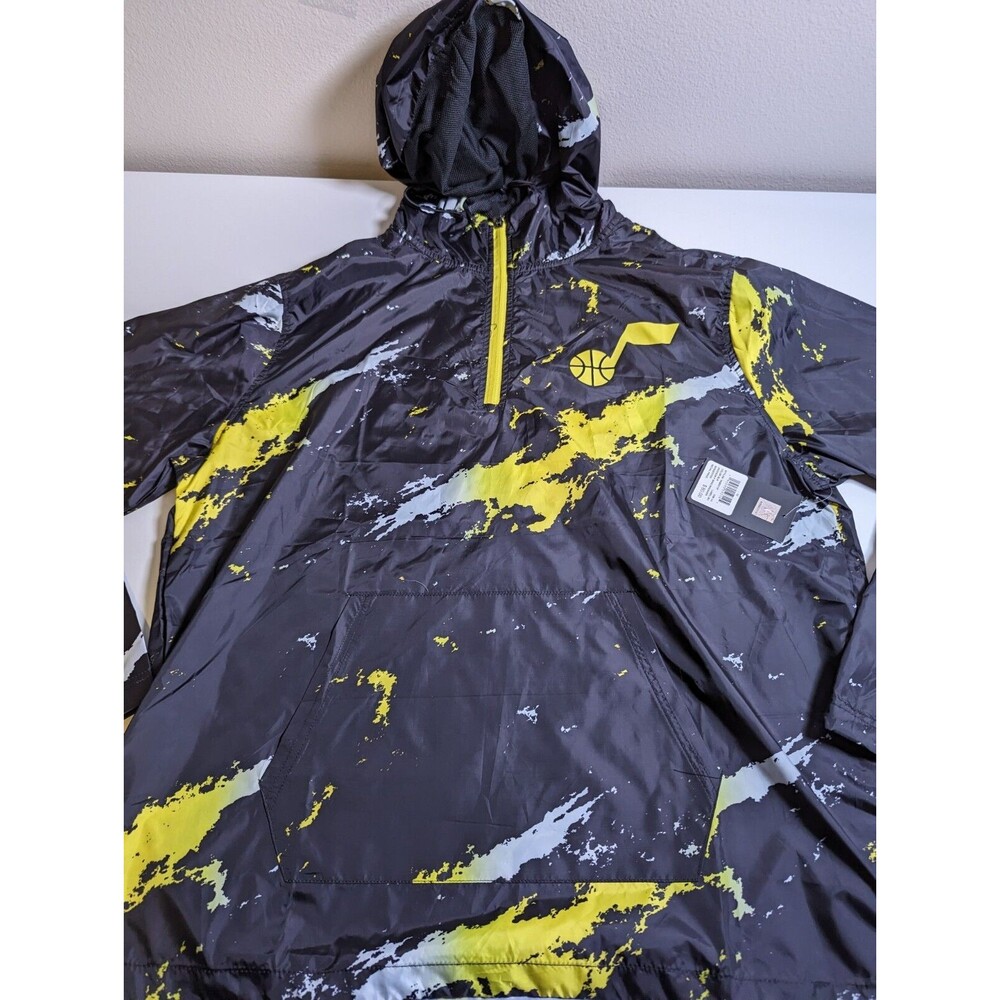 Utah Jazz NBA Ultra Game Jackson P Windbreaker Black Paint Splater Sz Med